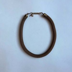 vintage cool thick rope collar necklace in brass